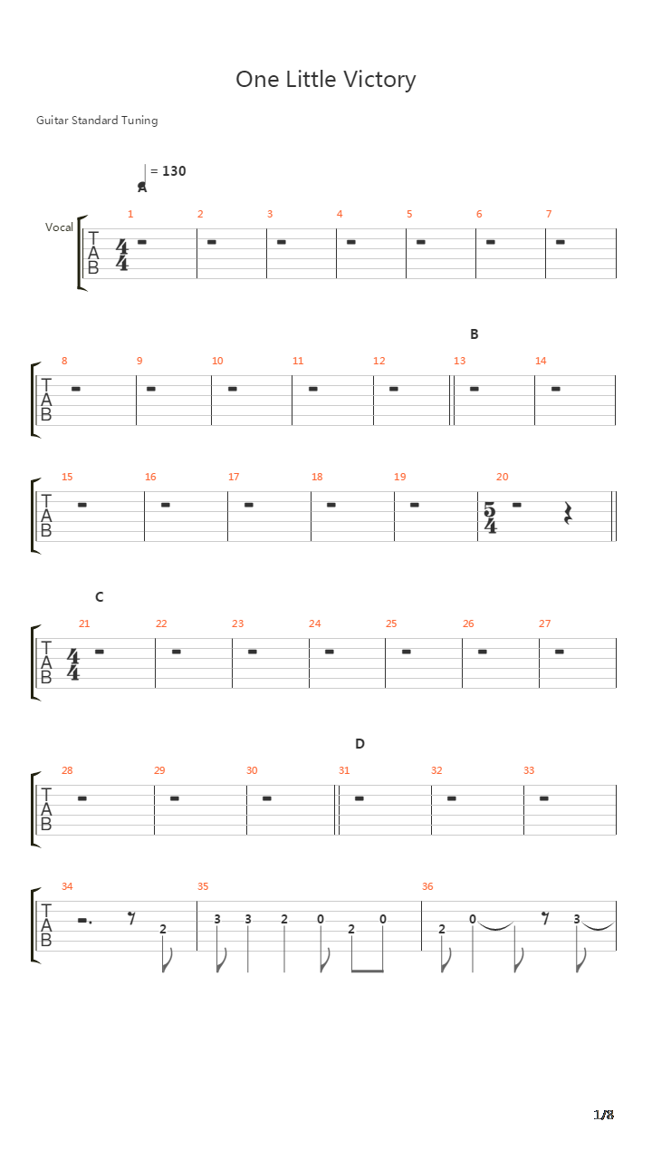 One Little Victory吉他谱