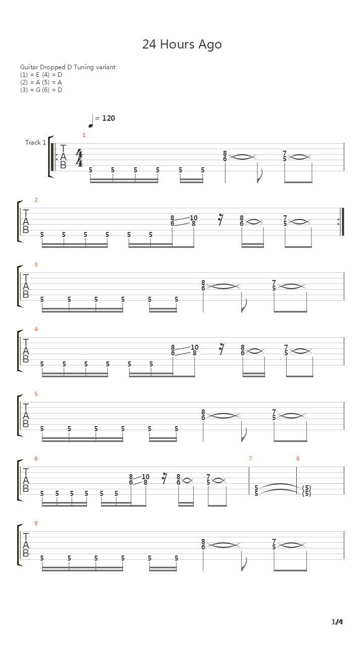 24 Hours Ago吉他谱