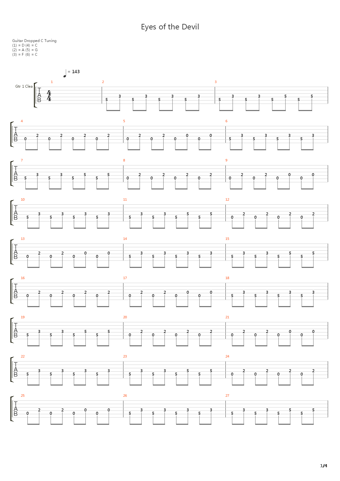 Eyes Of The Devil吉他谱