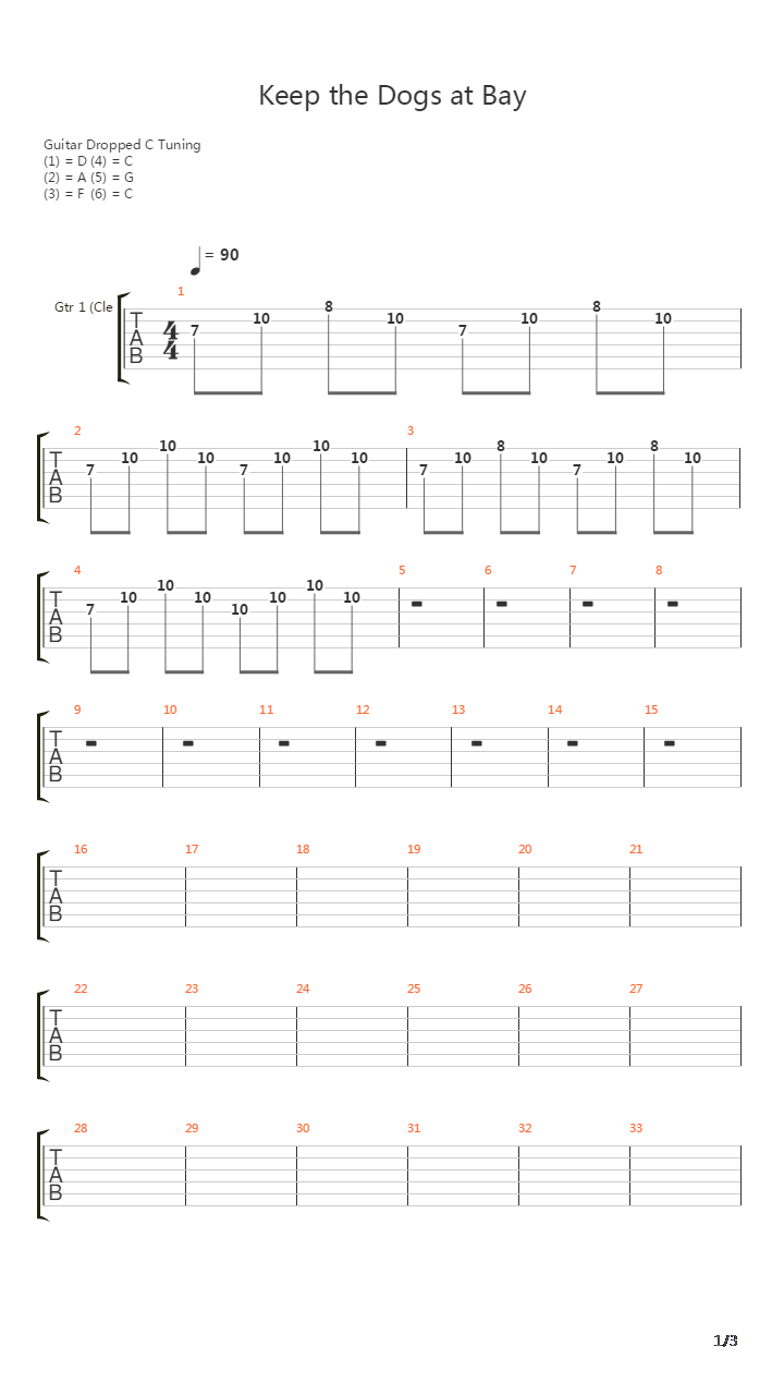 Keep The Dogs At Bay吉他谱