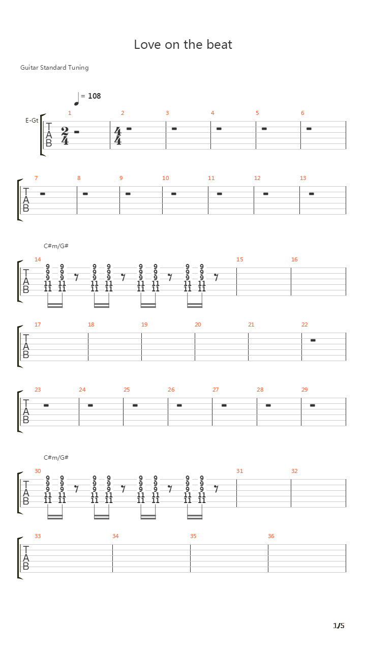Love On The Beat吉他谱