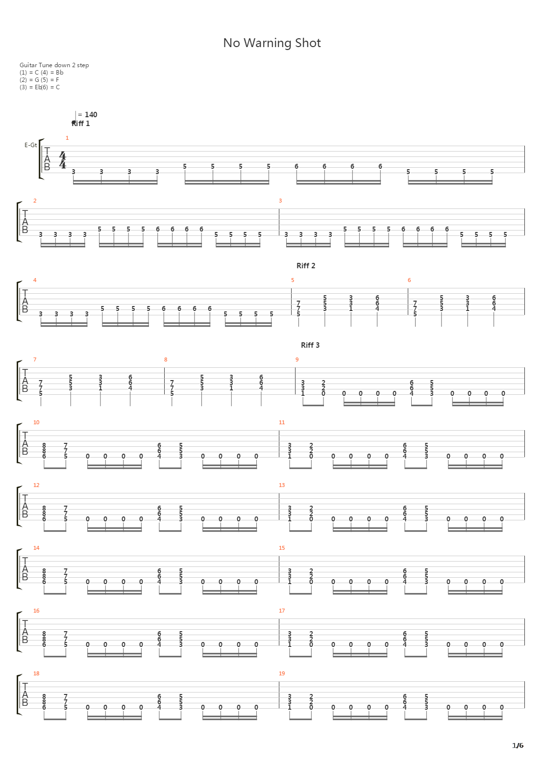 No Warning Shot吉他谱