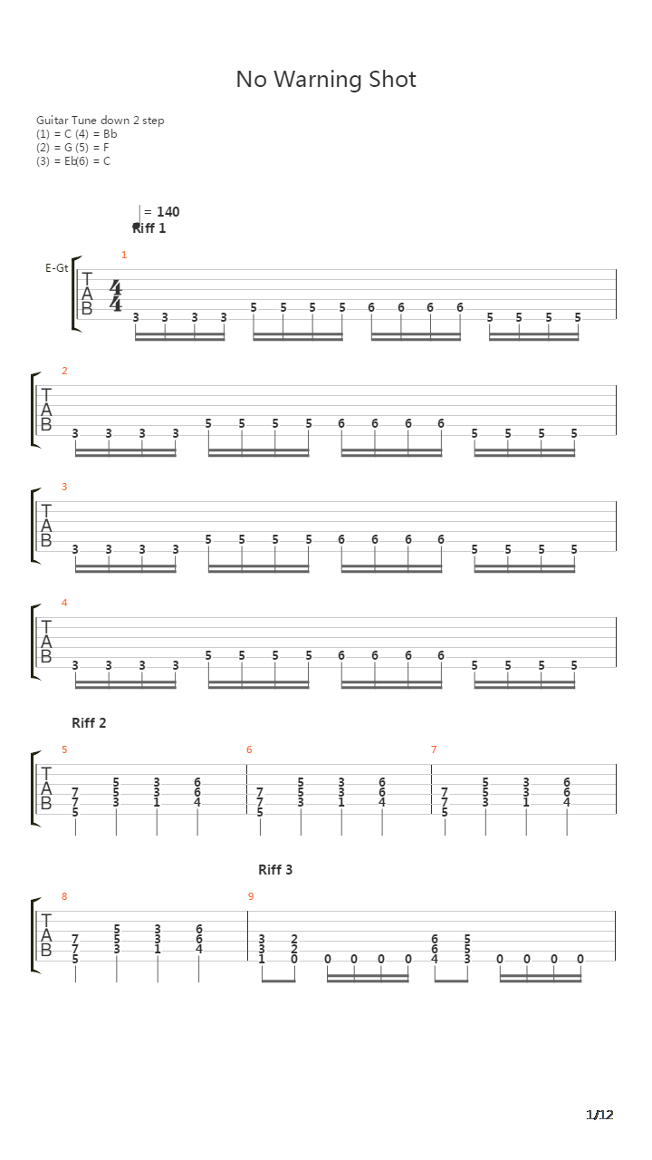 No Warning Shot吉他谱