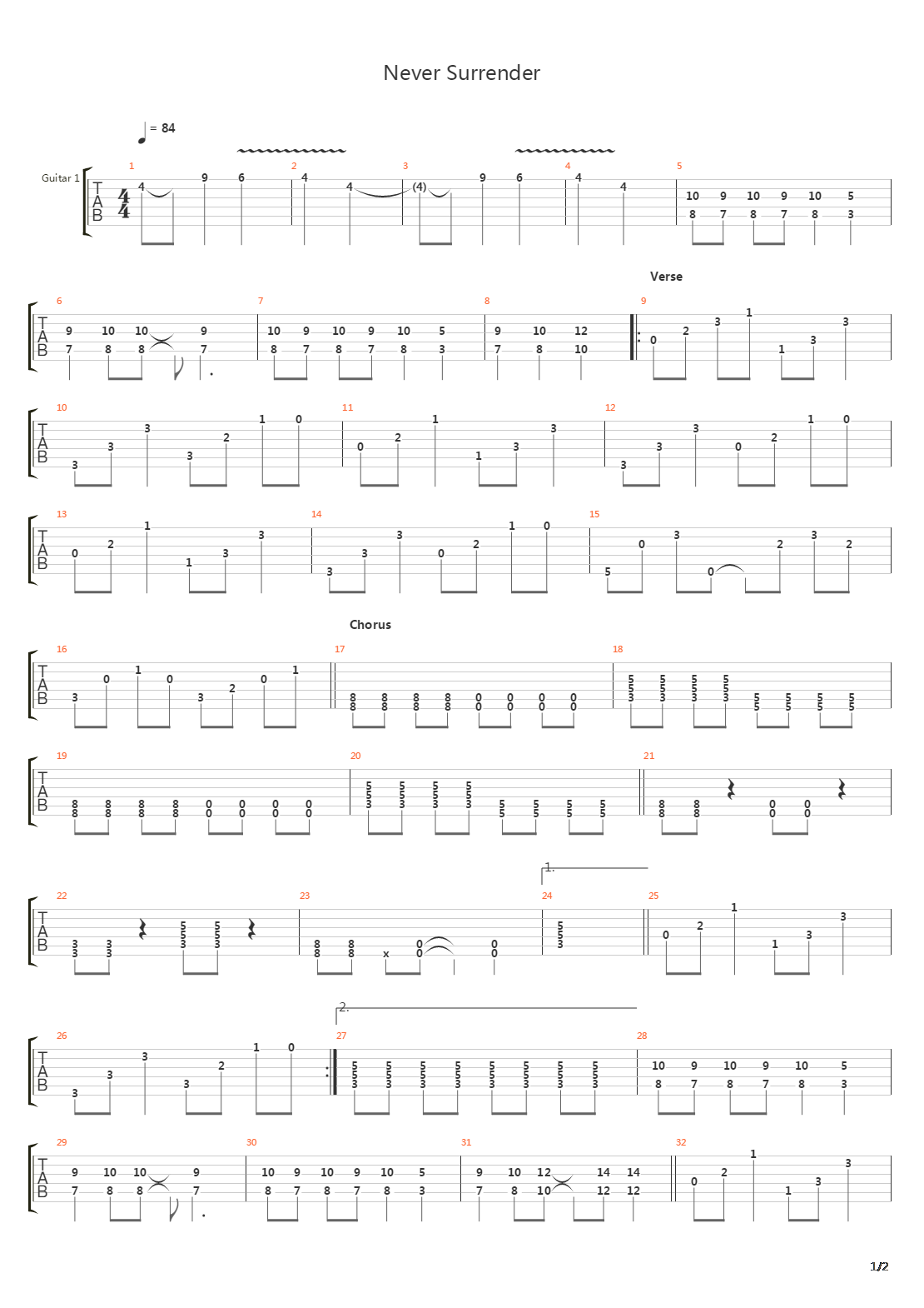 Never Surrender吉他谱
