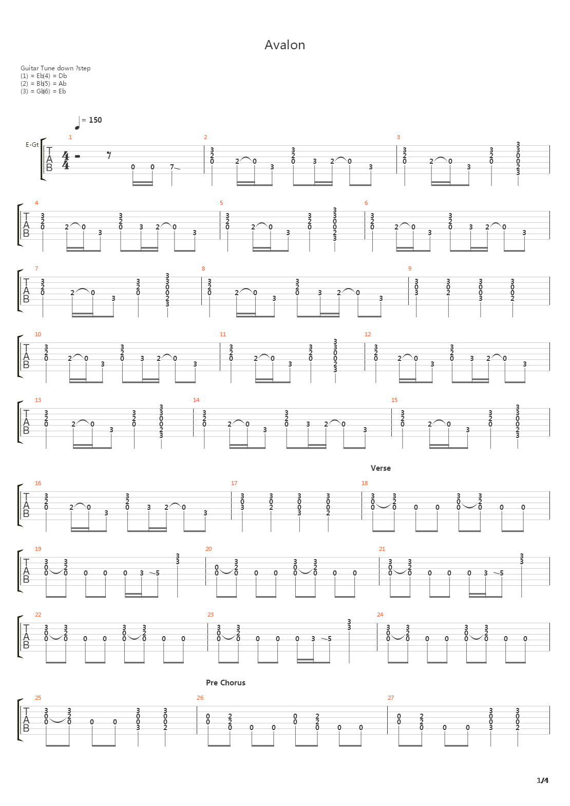 Avalon吉他谱