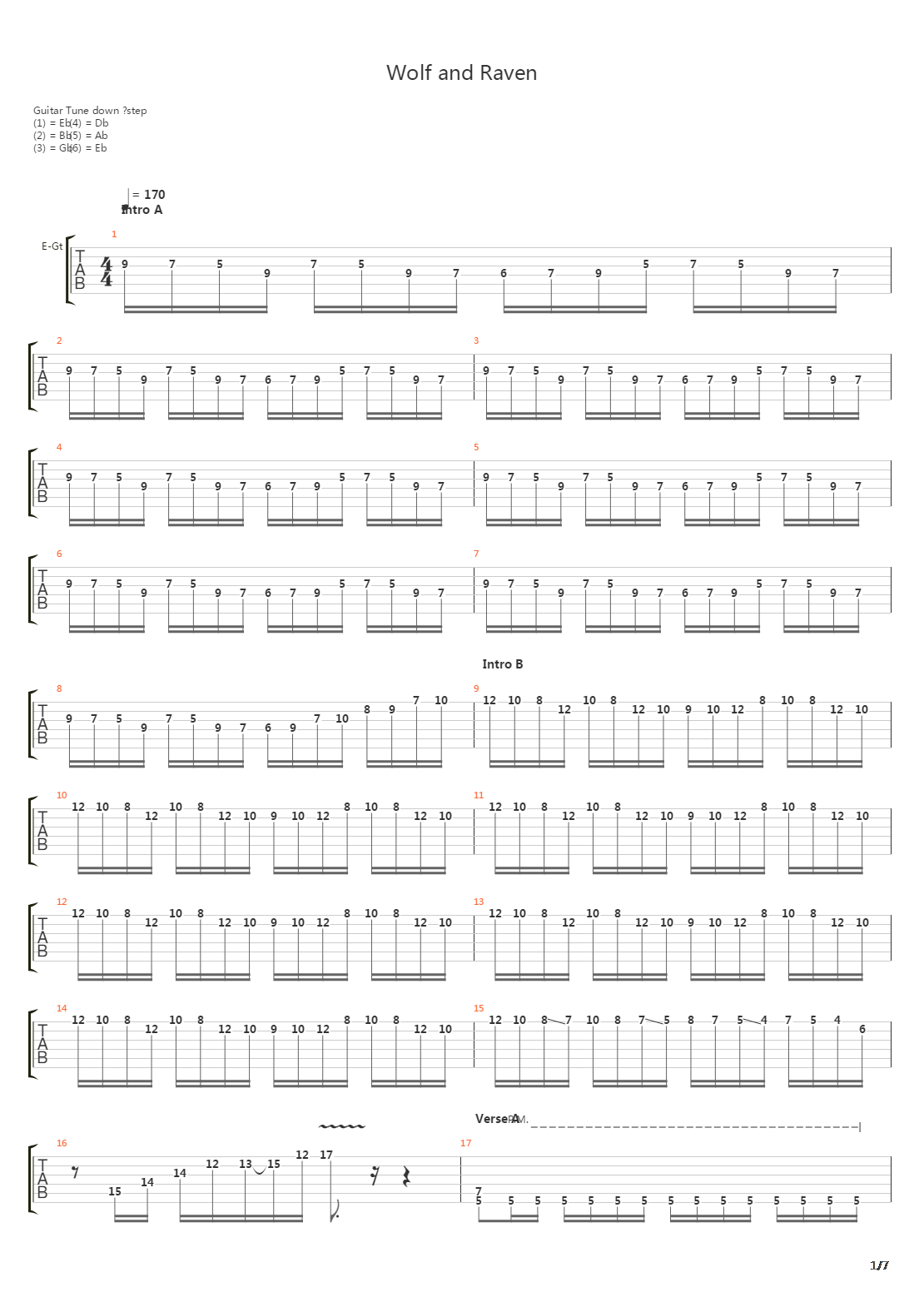 Wolf And Raven吉他谱