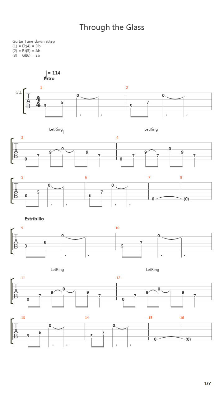 Through Glass吉他谱