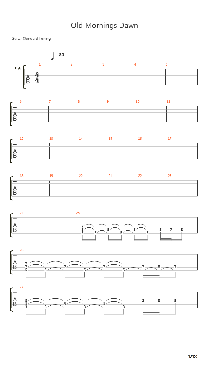Old Mornings Dawn吉他谱