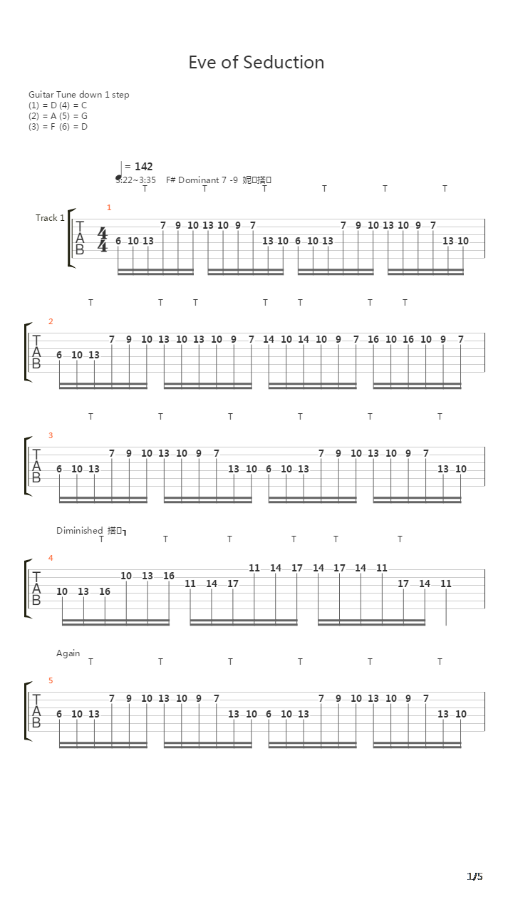 Eve Of Seduction吉他谱