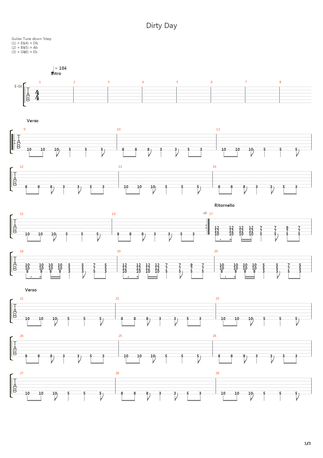 Dirty Day吉他谱