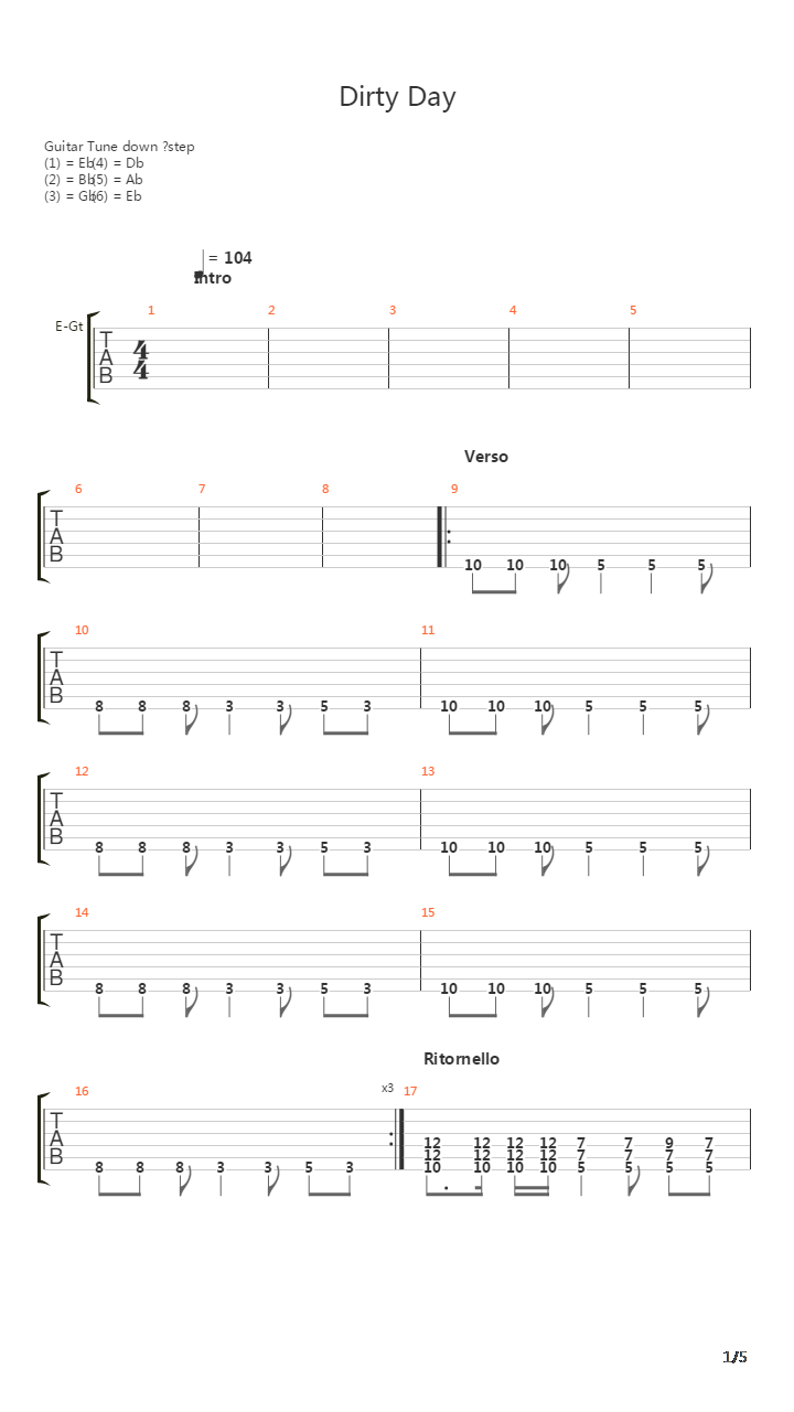 Dirty Day吉他谱