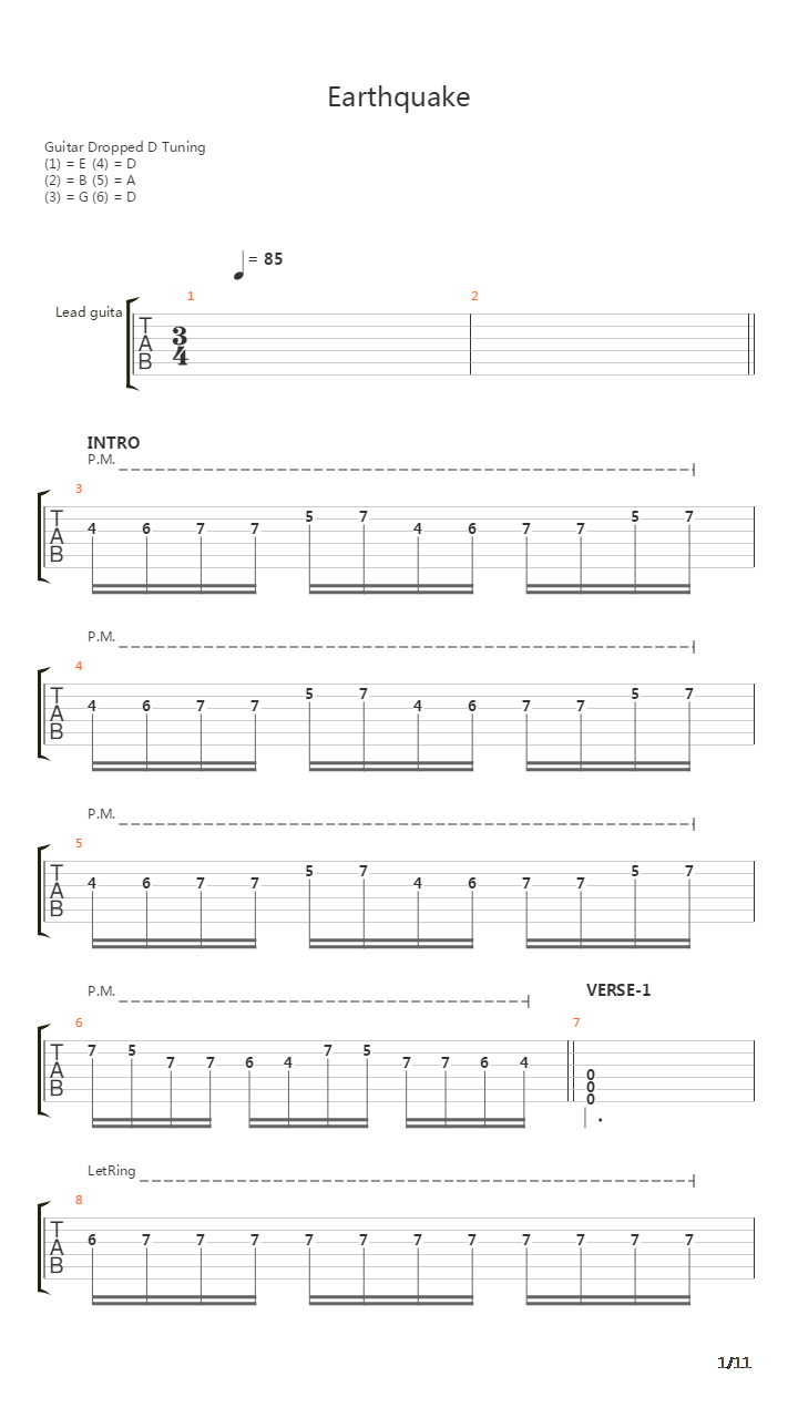 Earthquake吉他谱