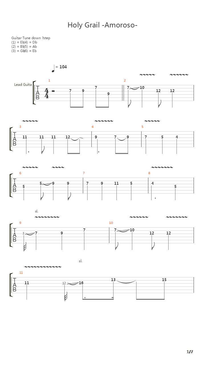 Holy Grail Amoroso吉他谱