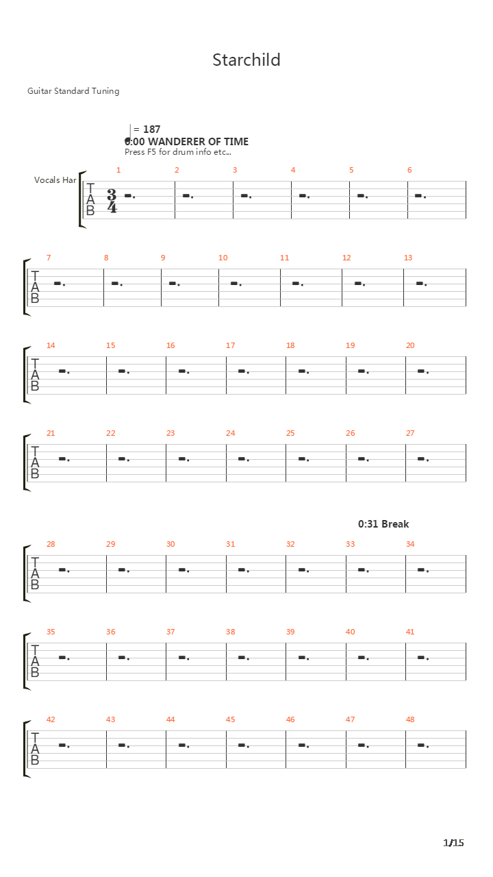 Starchild吉他谱