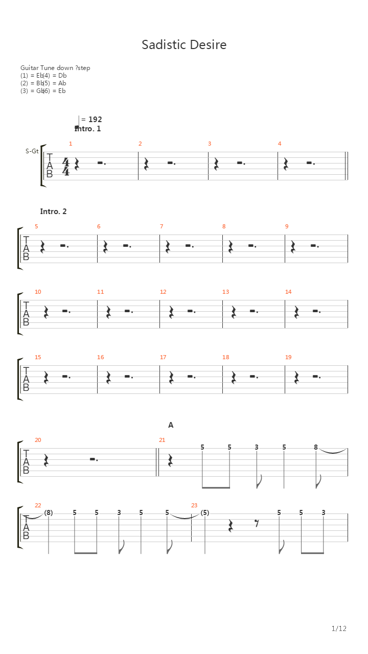 Sadistic Desire吉他谱