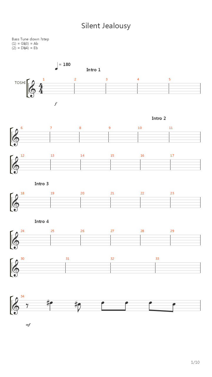 Silent Jealousy吉他谱