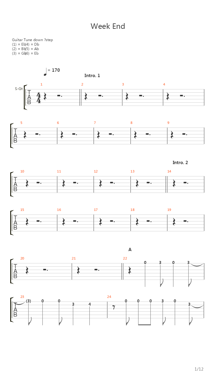 Weekend吉他谱