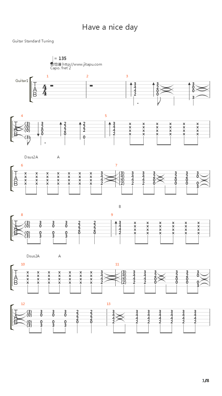 Have a nice day吉他谱