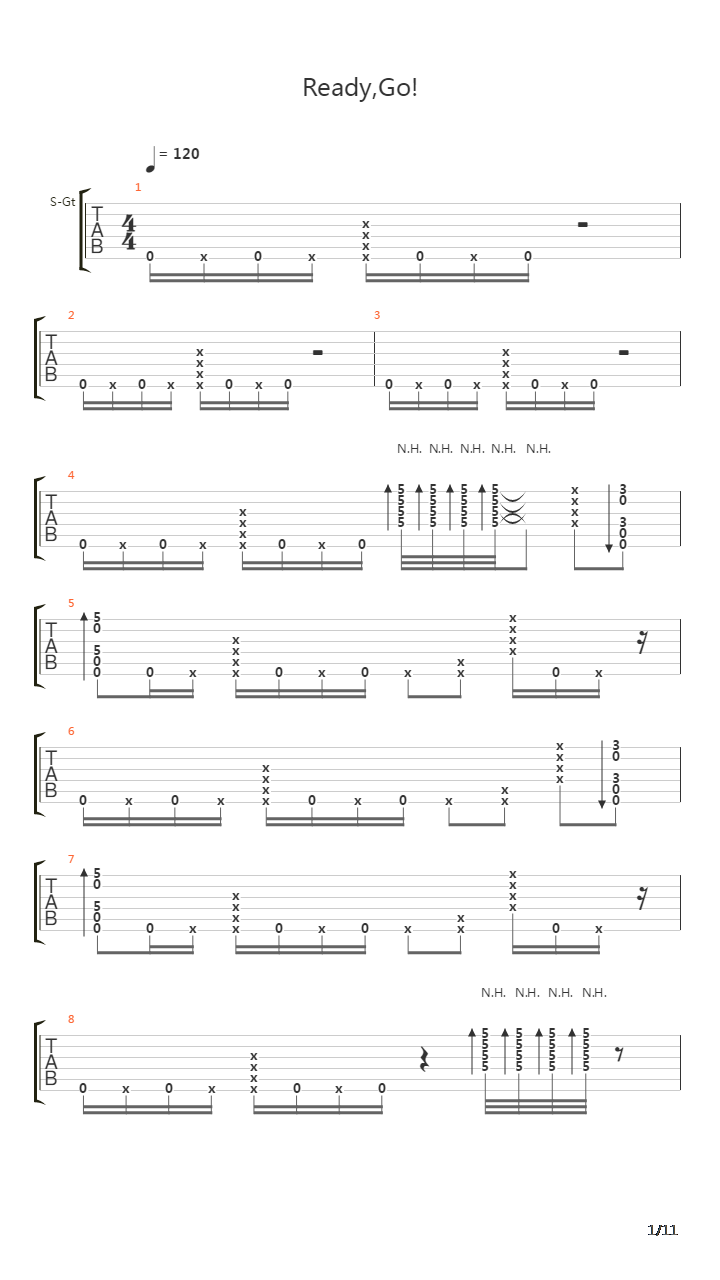 Ready,Go!(最接近原版mp3版本）吉他谱