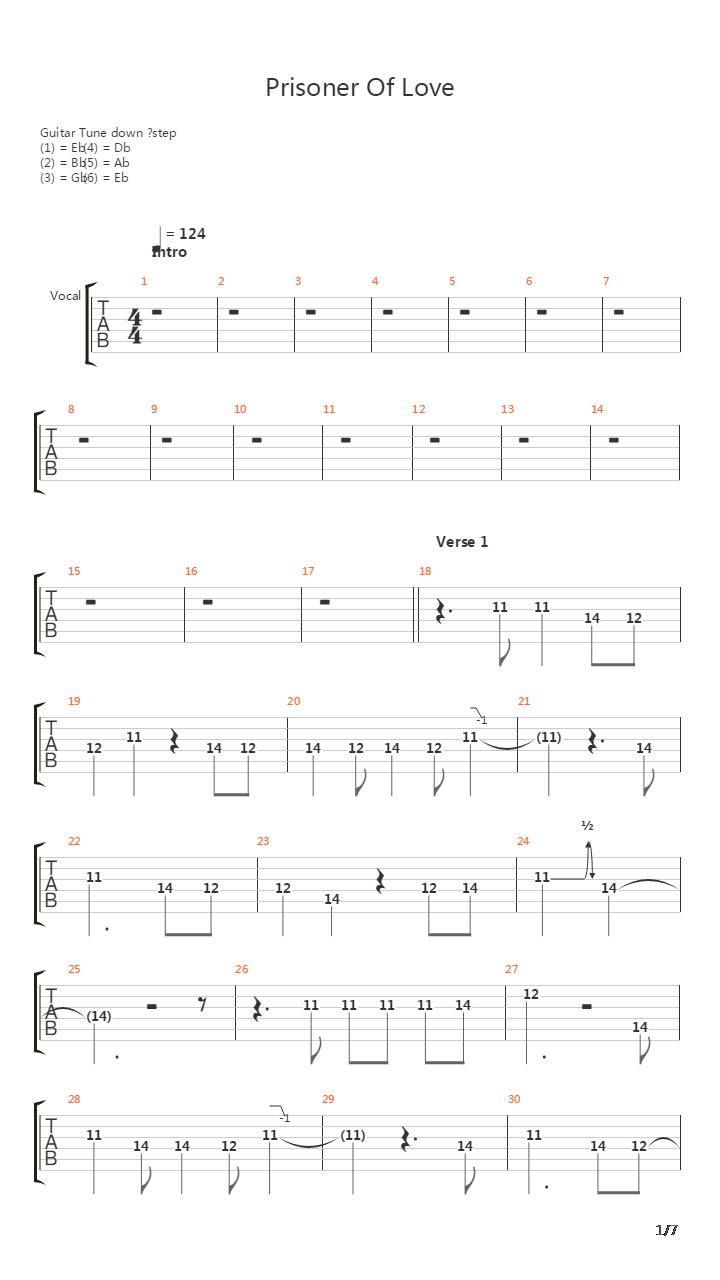 Prisoner Of Love吉他谱