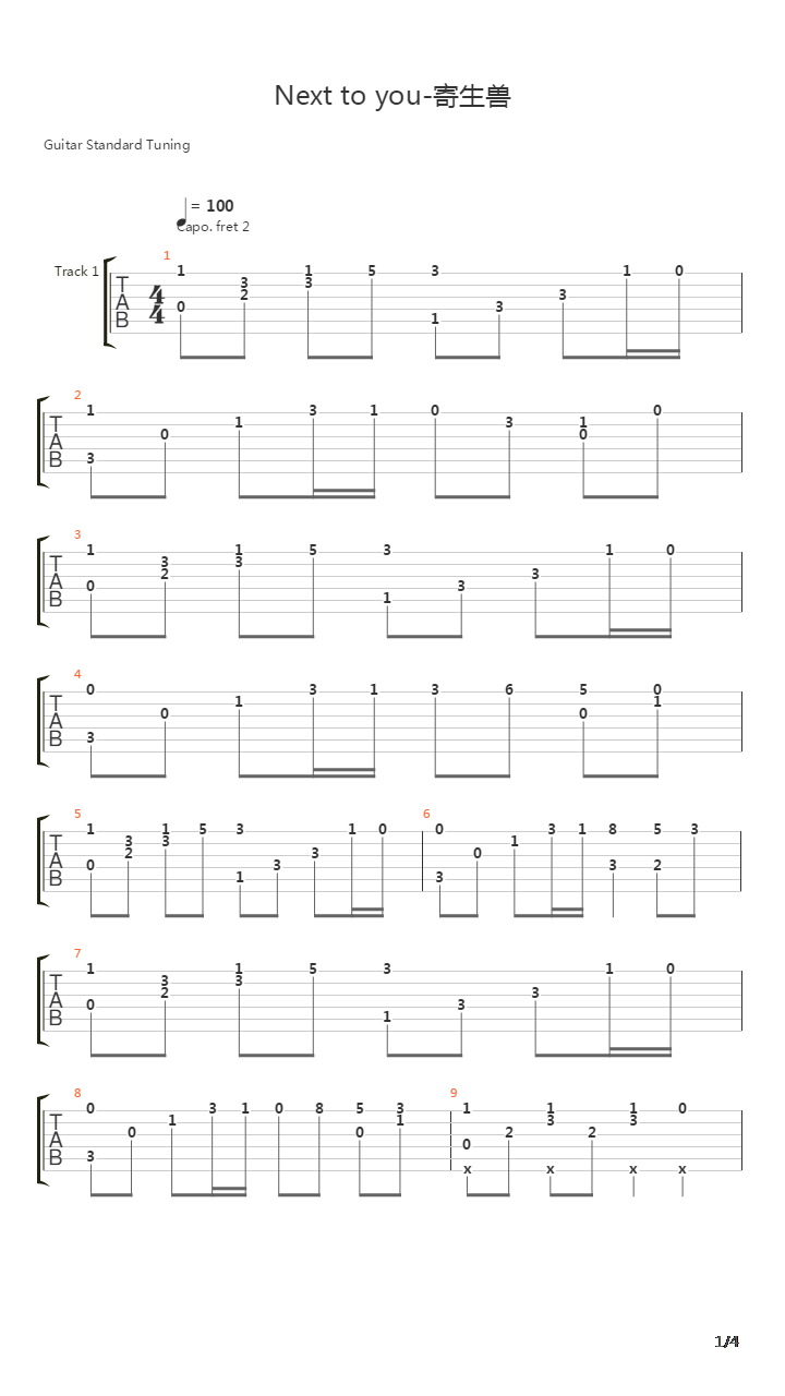 Next to you吉他谱