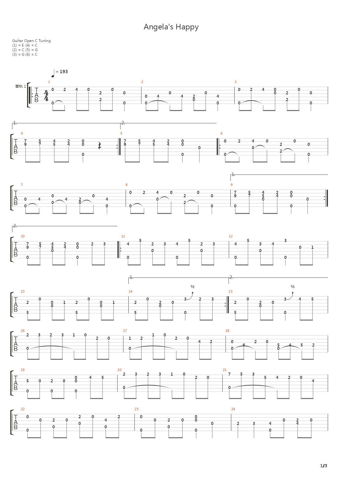 Angela's Happy吉他谱