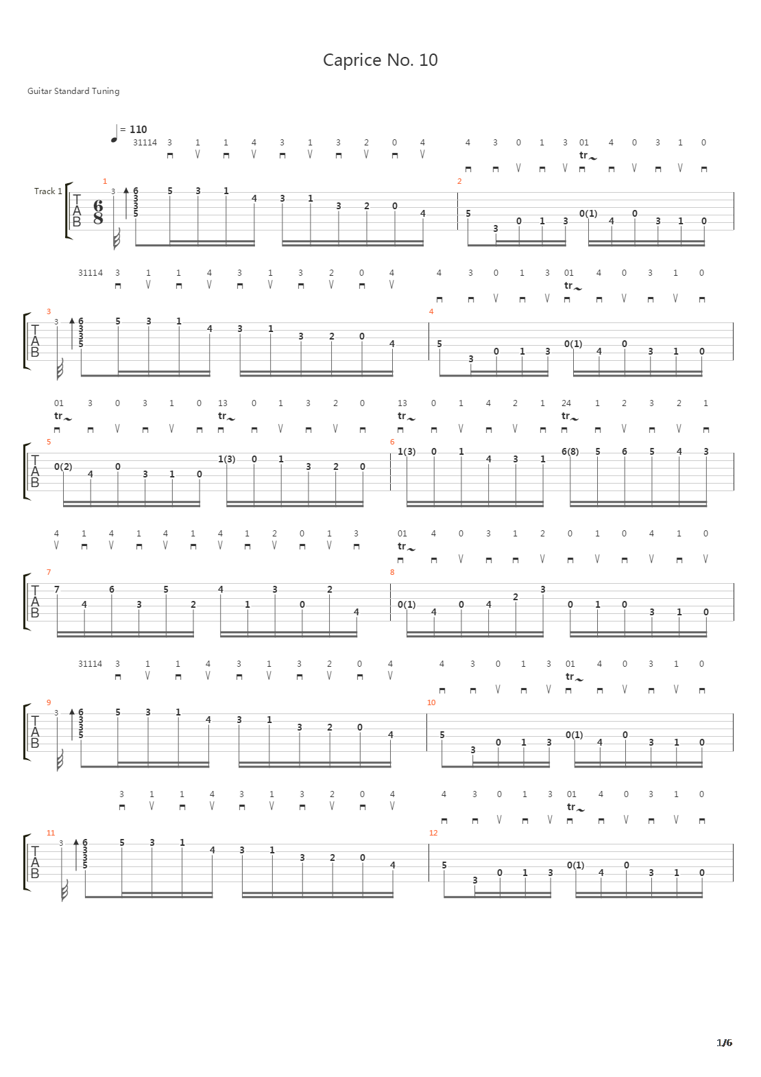 Caprice No.10吉他谱