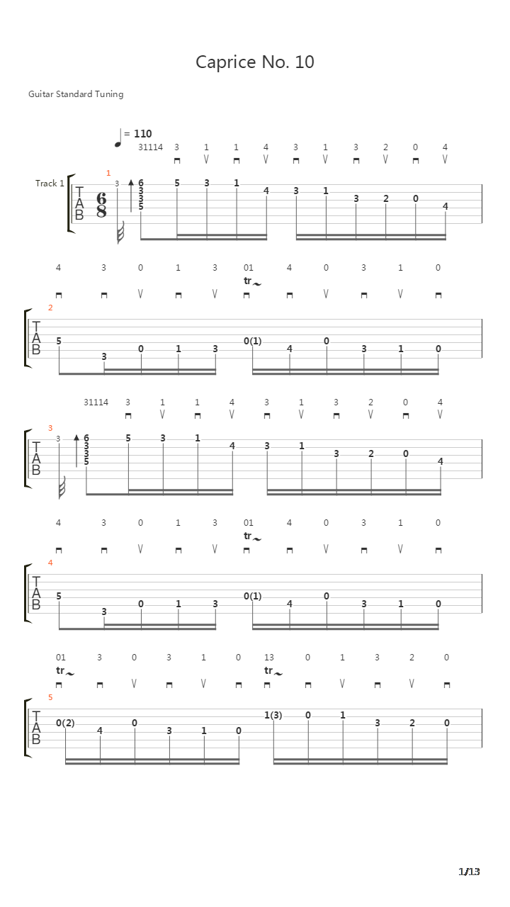 Caprice No.10吉他谱
