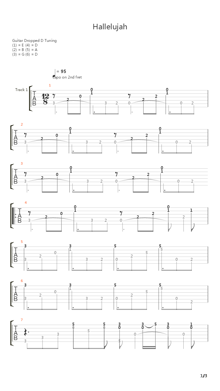 Hallelujah吉他谱