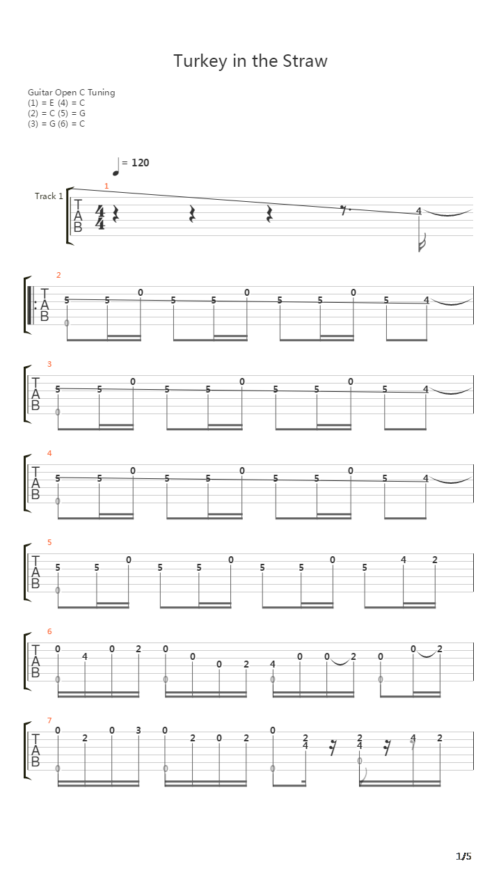 Turkey in the Straw吉他谱