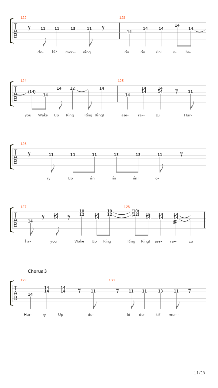 ドキドキ モーニング(心跳早晨)吉他谱