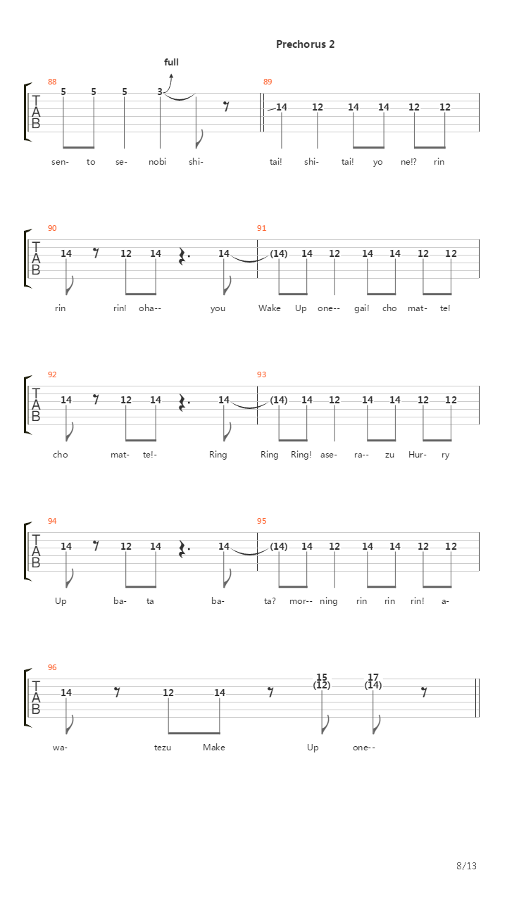 ドキドキ モーニング(心跳早晨)吉他谱