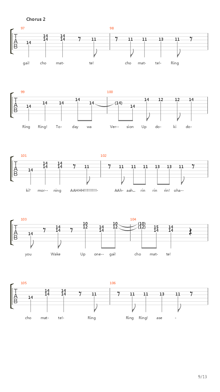 ドキドキ モーニング(心跳早晨)吉他谱