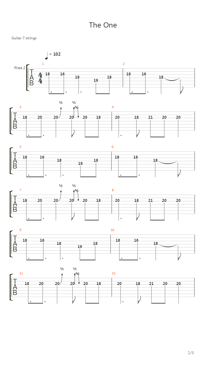 The One吉他谱