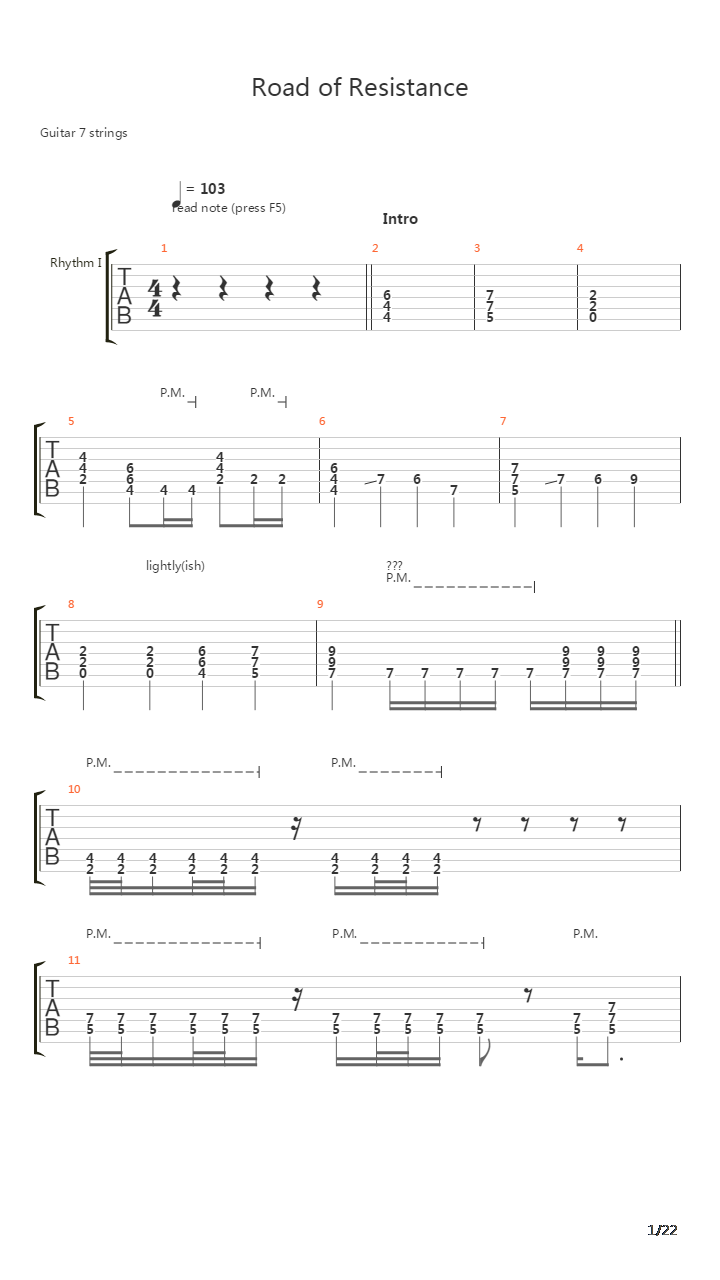 Road Of Resistance吉他谱