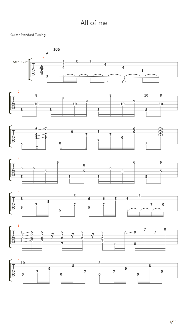 All of me吉他谱