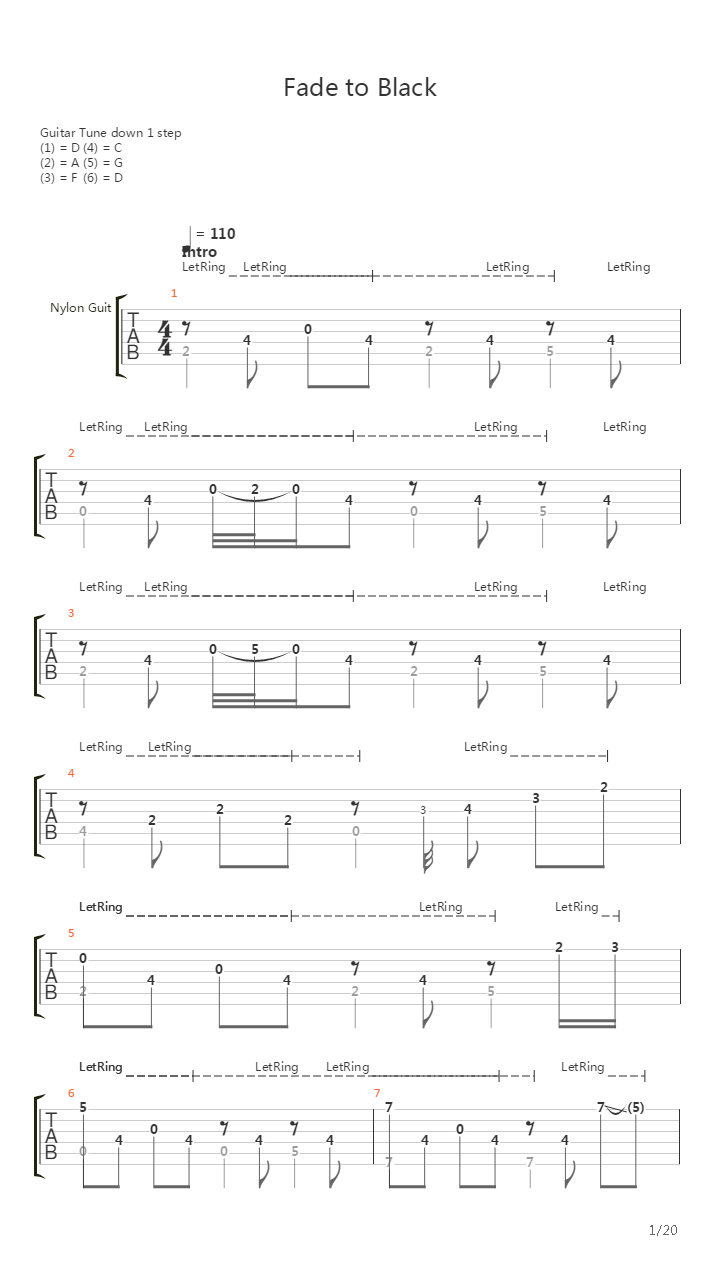 Fade To Black吉他谱