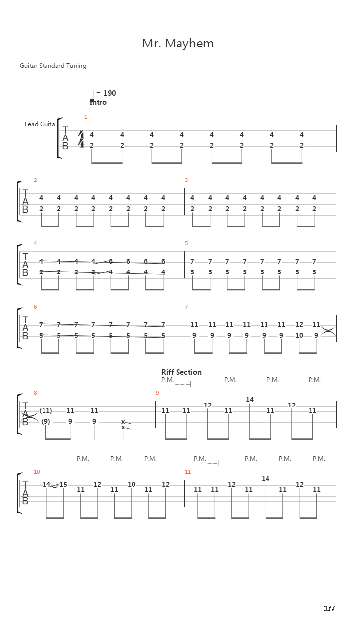 Mr. Mayhem吉他谱