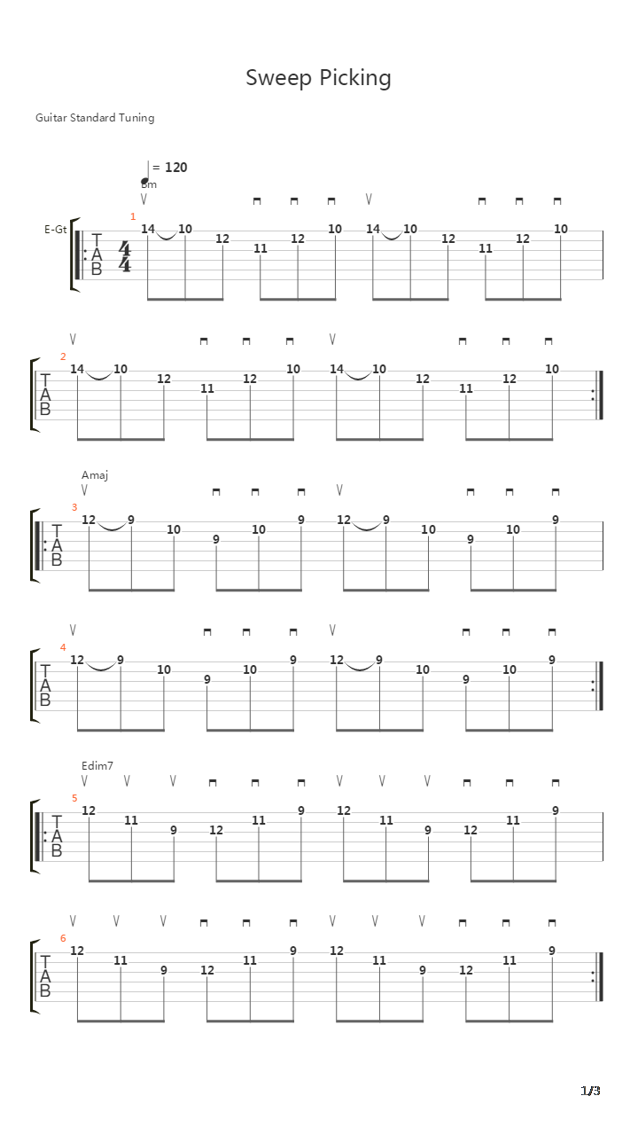 Sweep Picking Lick Part 1吉他谱