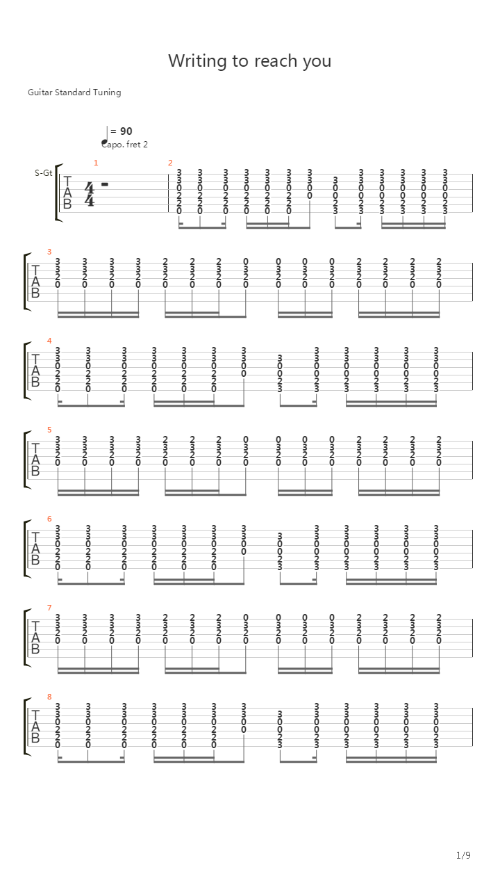 Writing To Reach You吉他谱