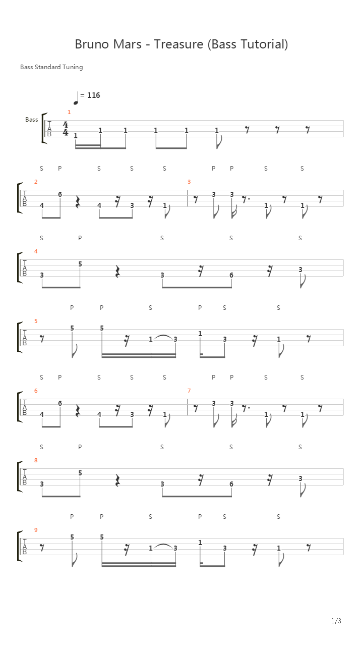 Treasure (Bass Tutorial by Bas Shiver)吉他谱