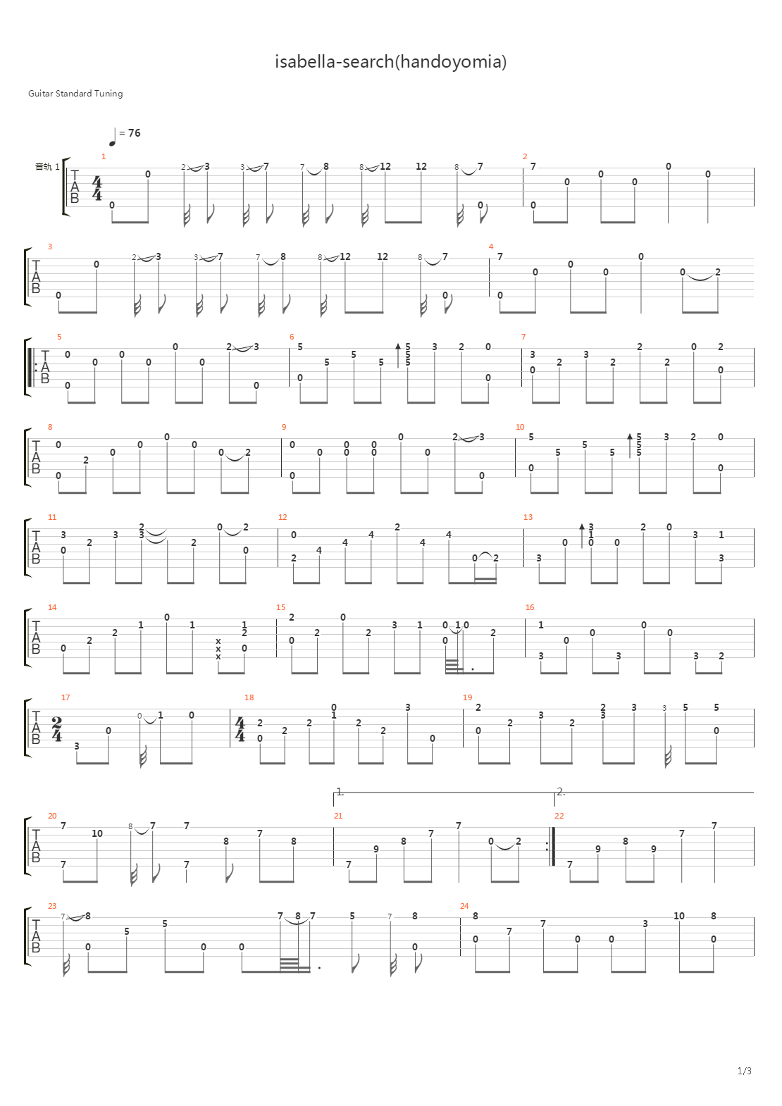 Isabella吉他谱