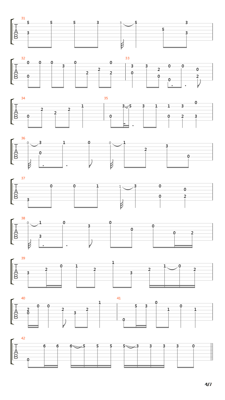 曲终人散（独奏）吉他谱