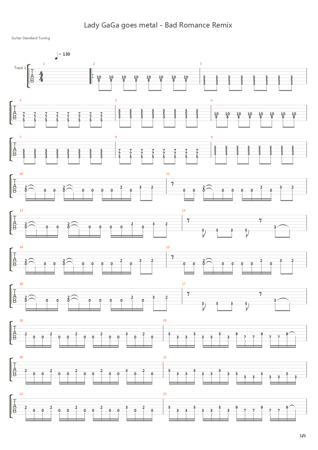 Bad Romance (Metal Cover by metalrr5)吉他谱