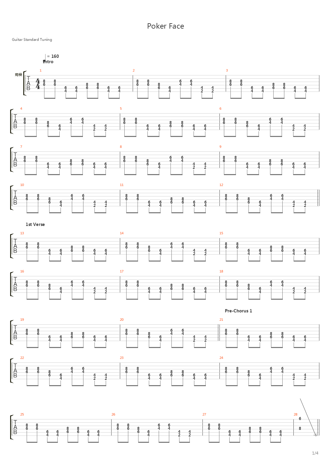 Poker Face (cover)吉他谱