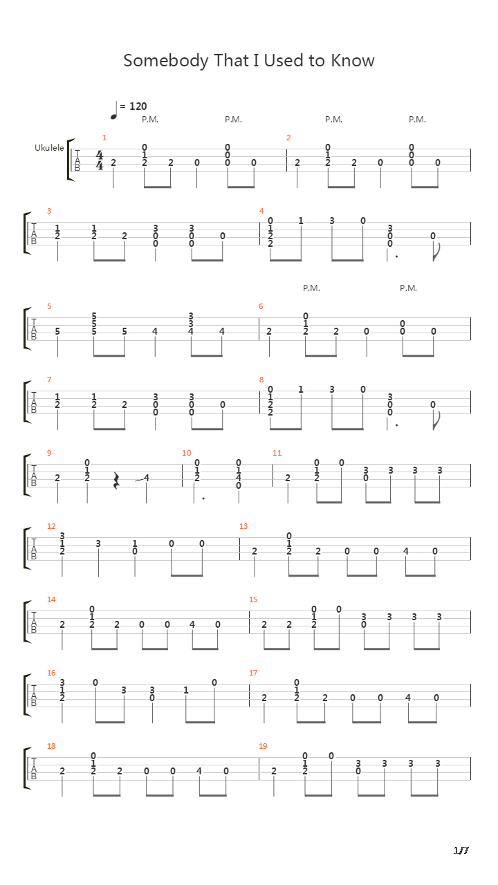 Somebody That I Used to Know吉他谱