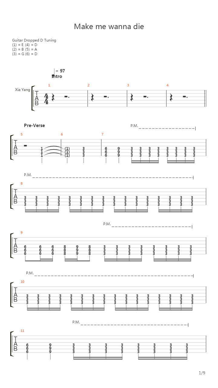 Make Me Wanna Die吉他谱