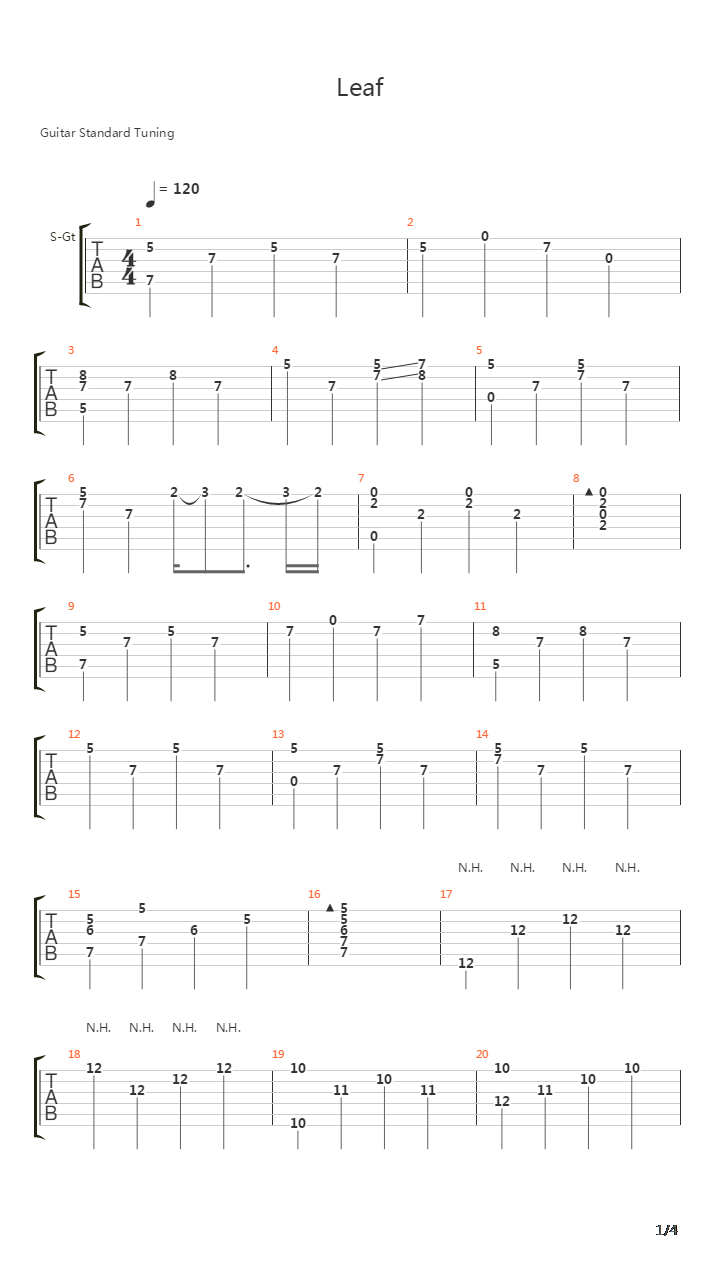 Leaf吉他谱