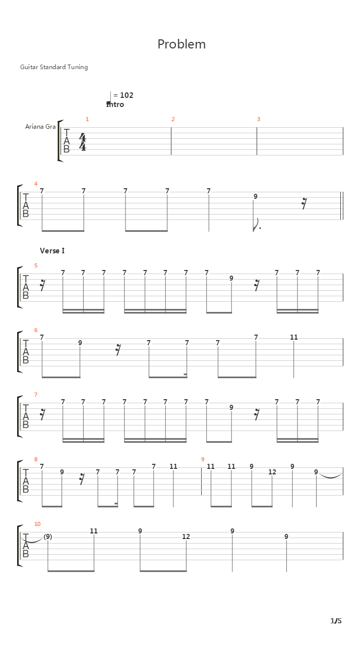 Problem吉他谱