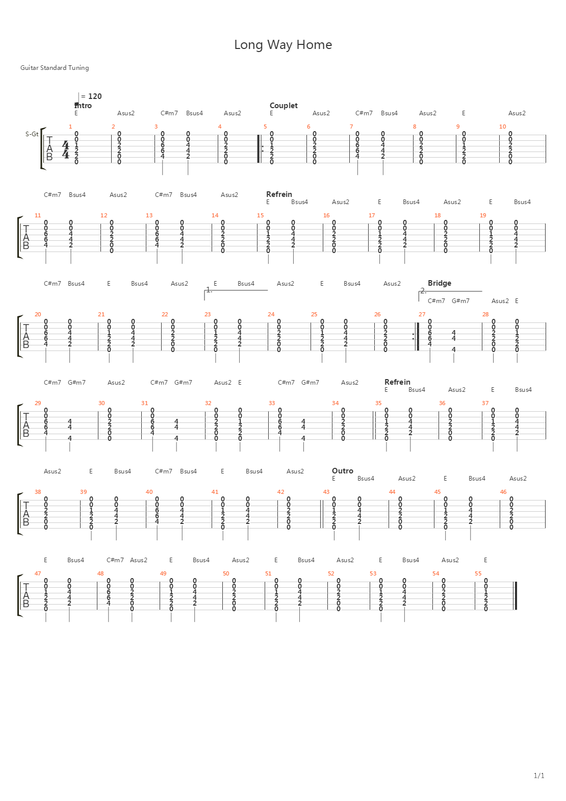Long Way Home吉他谱